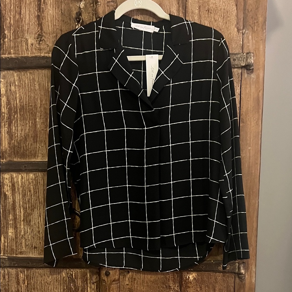 All in Favor Black and White Checkered Button Down Shirt